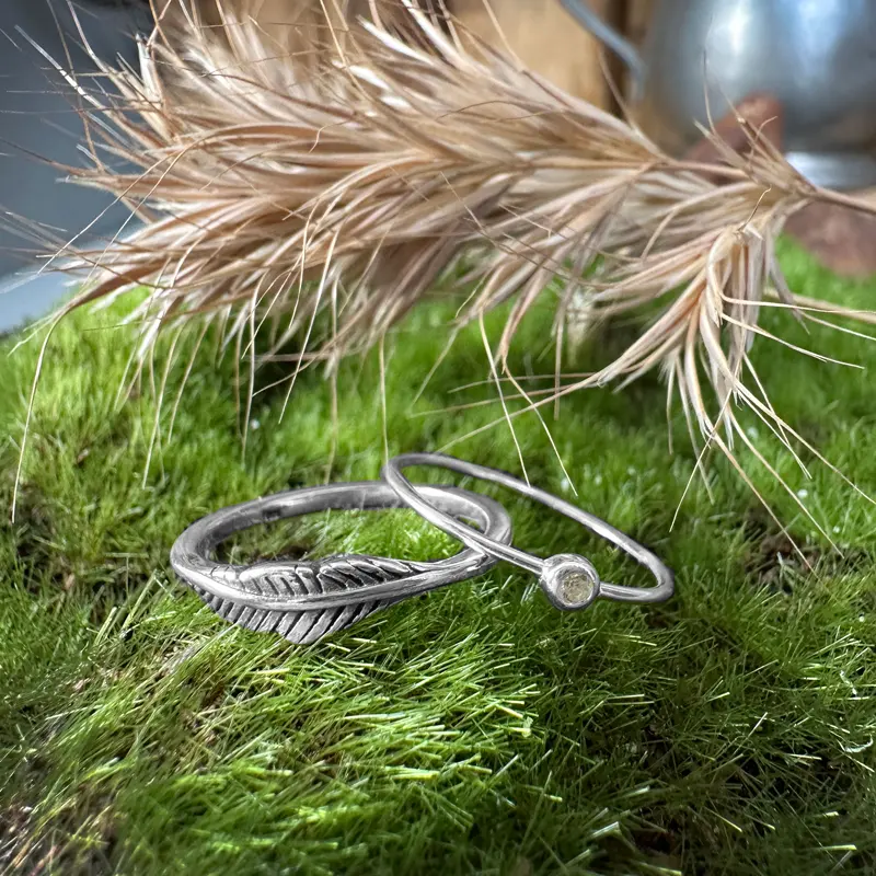 Sterling Silver Feather Ring Size 7